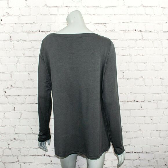 Flax by Jeanne Engelhart Women's Long Sleeve Pullover Gray Rayon Size Large - Picture 4 of 8